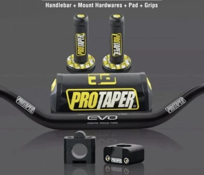 Pro Taper Motocross Enduro Handlebars,Grips,Pad And Clamps long Bar FATBAR BLACK - Image 1 of 3