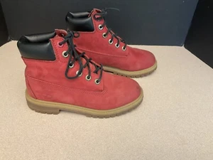 Youth’s Timberland 6" Premium Red Nubuck Waterproof Boots. Size 4Y. - Picture 1 of 12