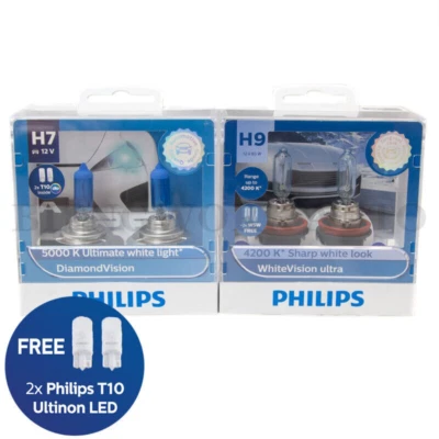 PHILIPS H7 Diamond Vision H9 White Vision Ultra LOW HI BEAM Headlight for VF VE - Image 1 of 4