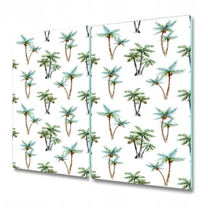 Tempered Glass Bread Board Worktop Saver Kitchen Tropical palm white 2x30x52 - Picture 1 of 8
