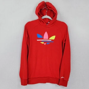 Adidas Sweater Boys Large Red Hoodie Original Kids Adicolor Trefoil Youth Casual - Picture 1 of 14