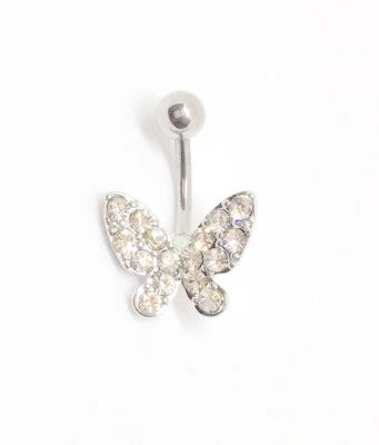 Big Butterfly Gemstone Diamante Belly Bar Navel Bar Belly Ring Body Jewellery - Image 1 of 3