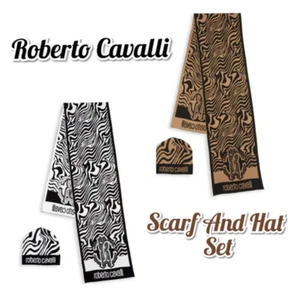 SALE Roberto Cavalli Schal Mütze Set Geschenkbox Strick Tiermotiv Einzelhandel 439 $ - Bild 1 von 4