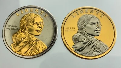 2009 Native American Dollar Platinum Gold Highlighted Sacagawea Dollar AA371 - Image 1 of 4