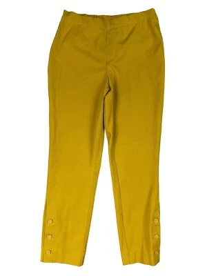 Pantalones al tobillo elásticos "tal cual" Isaac Mizrahi para mujer mostaza 24/7 con detalle de botón 4P Foto 1 de 4