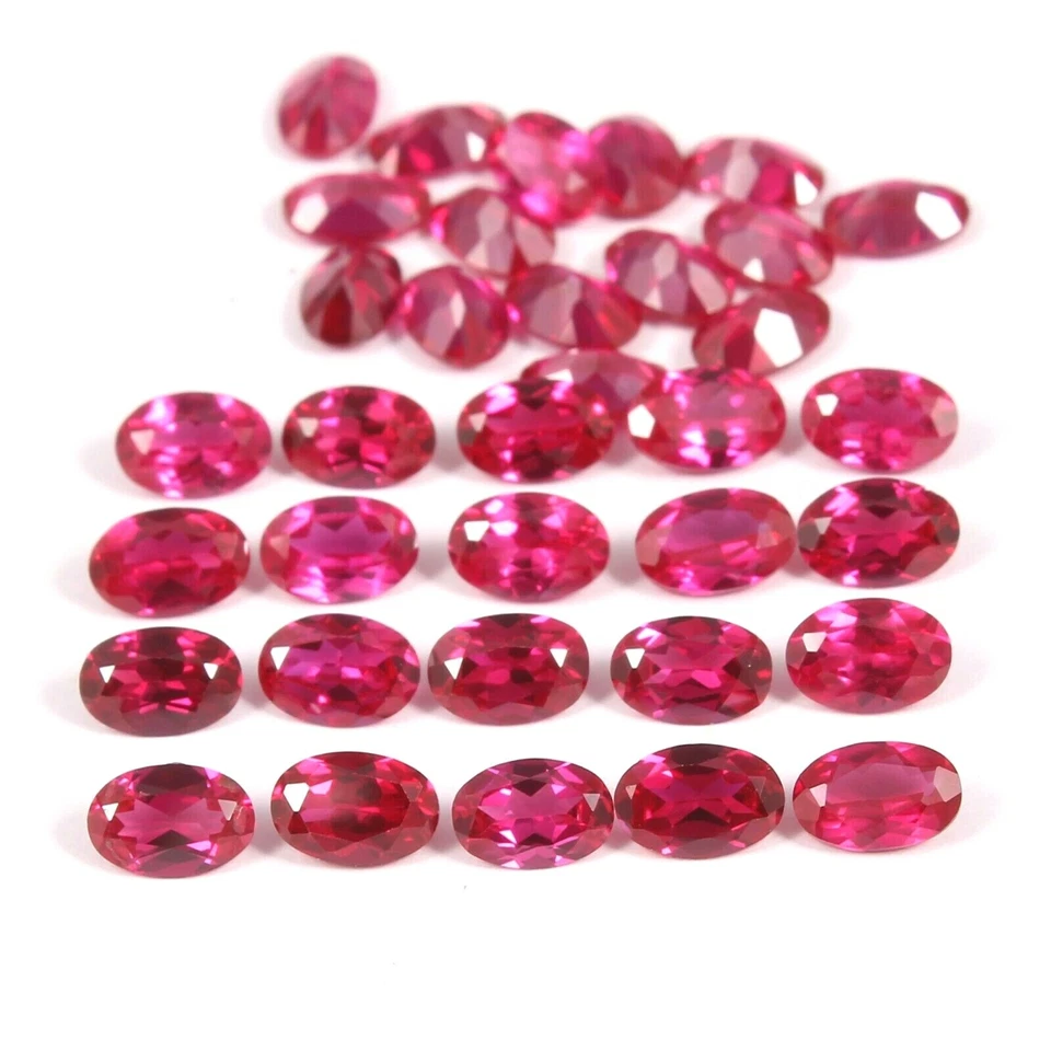 AAA Natural Flawless Mozambique Ruby Loose Oval Cut Gemstone Lot 6x4 MM - 35 Pcs - Image 1 of 4