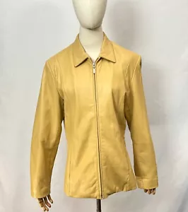 Vintage 90s Wilson Leather Pelle Studio Yellow Jacket - Picture 1 of 8