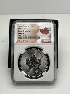 2018 Canada Maple Leaf Silver $5 NGC MS69 Early Release Canadian Flag Label.  - Picture 1 of 4
