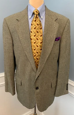 Blazer Oscar de la Renta Para Hombres 44R Seda Lana Tweed Pata de Gallo Chaqueta Abrigo Deportivo Foto 1 de 4