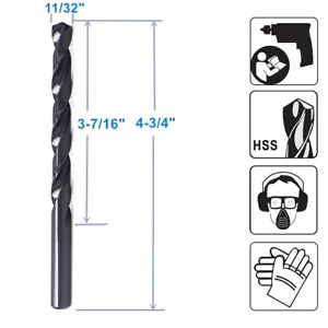 11/32" x 4-3/4" inch Drill Bit for Metal Wood HSS Jobber Drill bits Black Oxide - Picture 1 of 10