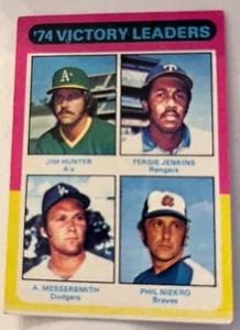 1975 Topps #310 '74 Victory Leaders Hunter Jenkins Niekro Baseball Card - Picture 1 of 3