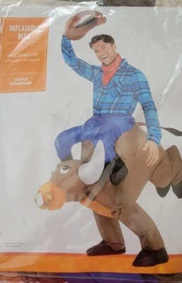 Inflatable Bull Animal Halloween Cosplay Dress Up Adult 44 Ferdinand Horns  - Image 1 of 4