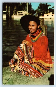 Hübsches indianisches Indianermädchen in Florida Postkarte - Bild 1 von 2