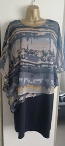 LADIES VIZ A VIZ DRESS SIZE (L) 18 BLACK STRETCH INNER CHECK MEASUREMENTS BELOW - Picture 1 of 6