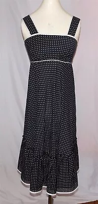 Vtg LESLIE FAY Black White Polka Dot Retro Pinup Party Dress Sundress - Image 1 of 4