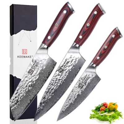 KEEMAKE Kitchen Knives Damascus Steel Nakiri Knife Chef Knife Cutting Tools - Image 1 of 4