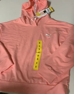 🧷 Puma Modern Sport Hoodie SMALL Cropped Sweatshirt, APRICOT,🆕 Minor defect👈 - Picture 1 of 3