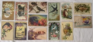 VINTAGE MADE IN GERMANY BIRTHDAY POSTCARDS LOT OF 13 DIVIDED STAMPED EMBOSSED - Picture 1 of 11