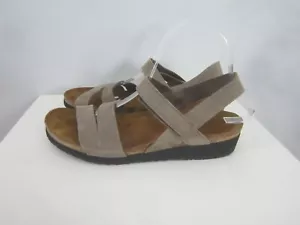 Naot Kayla Sandals Womens 10 Taupe Gray Suede Leather Ankle Strap Comfort 41 - Picture 1 of 9