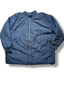 Lands’ End Women’s 1X Quilted Jacket Navy Fleece Lined Zip Coat Plus - Picture 1 of 15