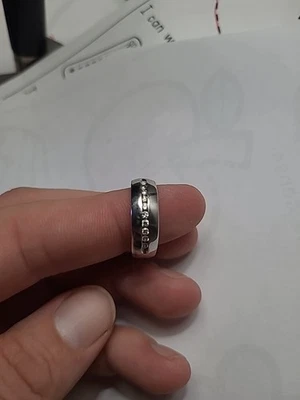 Alianza de boda de diamantes de propiedad anterior para hombre de 1/2 quilate doble corte redondo de oro blanco de 14 K Foto 1 de 3