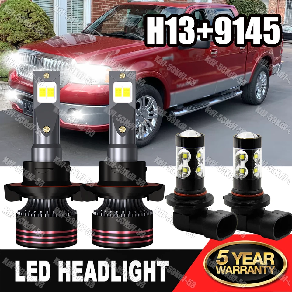 For Lincoln Mark LT 2006 2007 2008 LED Headlight High/Low + Fog Light 4PC Bulbs - Image 1 of 4