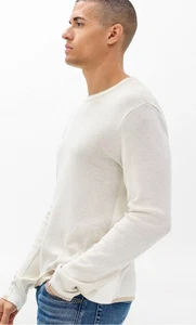 Rag & Bone Mens Large Harvey Crew Sweater Cream Long Sleeve Pullover Classic Fit - Picture 1 of 9
