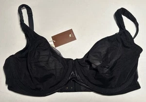 New INLYRIC Size 40D Black Fine Mesh Underwire Support Sheer Bra Lightweight - Picture 1 of 9
