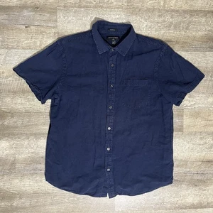 Camisa para hombre Banana Republic azul lino manga corta abotonada XL - Imagen 1 de 7