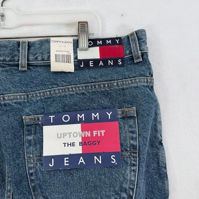 Pantalones de mezclilla Tommy Hilfiger vintage para hombre 40x34 (40x28) parche bandera azul logotipo holgados Y2K Foto 1 de 4