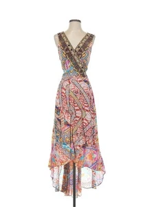 Inoa Australia Womens Dress Wrap Maxi Silk Beaded Boho Sundress Size 12-14 - Picture 1 of 6