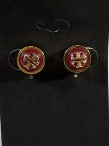 Tory Burch Earrings Authentic Pearl Shaped Stud Gold Tone Chunky - Picture 1 of 15