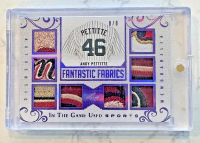 2018 Leaf ITG Used Sports Fantastic Fabrics Andy Pettitte Purple #/8 - Image 1 of 2