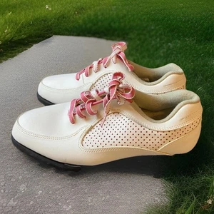 FootJoy Junior Youth Size 4M White Pink Girls Athletic Golf Cleats Shoes 45095 - Picture 1 of 5
