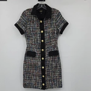 Alexia Admor schwarz und mehrfarbig Tweed Minikleid Größe 6 - Bild 1 von 7