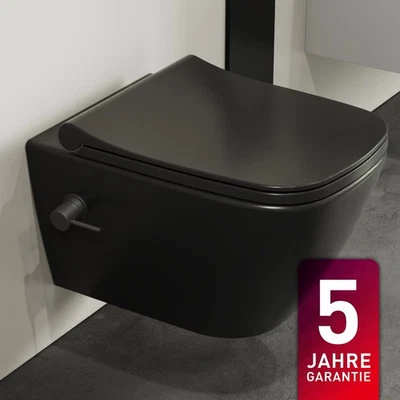 Dusch-WC spülrandlos mit Bidetfunktion schwarz matt Taharet & Mischer + WC-Sitz  - Bild 1 von 4