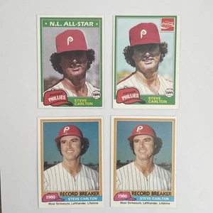 Lote de 4 tarjetas de béisbol vintage de Steve Carlton 1981 Topps - Imagen 1 de 6