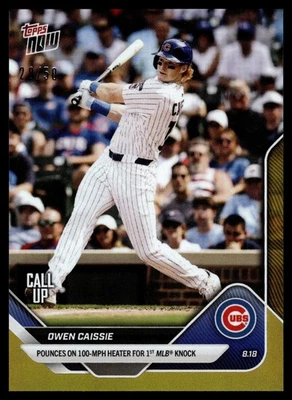 2025 Topps Now Gold Foil Parallel /50 #574 Owen Caissie Chicago Cubs Call-Up - Image 1 of 2