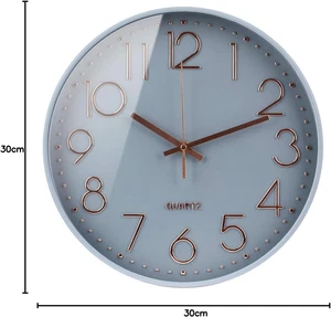 Silent Non-Ticking 12" Quartz Wall Clock - Modern Grey Design for Home & Office - Picture 1 of 12