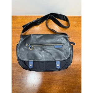 VTG Y2K Esprit Black Messenger Bag Crossbody Shoulder Bag Flap Striped Lined - Picture 1 of 11