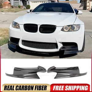 For BMW E90 E92 E93 M3 2008-2013 Carbon Fiber Front Bumper Splitters Canard Lips - Picture 1 of 15