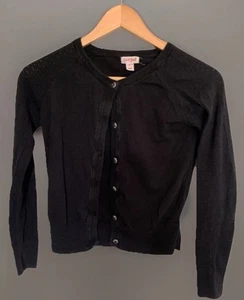 Cat & Jack Girls 10/12 Black Cardigan Sweater Solid - Picture 1 of 7