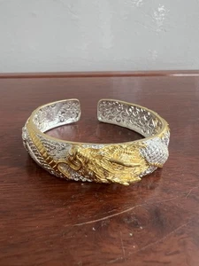 New Chinese Silver Dragon Bracelet Bangle 925 -37.4g - Picture 1 of 21