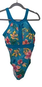 Lands End Girls Floral One-Piece Swimsuit 4 DDD Vacation Resort Beach Cruise - Picture 1 of 9