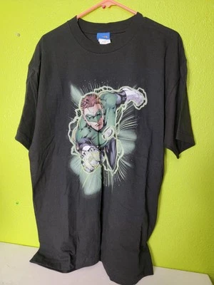 Camisa De Colección Y2K Años 2000 Linterna Verde Hal Jordan Negra DC Comics Liga de la Justicia Foto 1 de 4