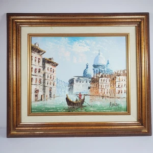 Framed Original Oil Painting of a Venice Canal and Gondola Signed Burnett 14X12 - Picture 1 of 7
