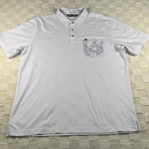 Travis Mathew Mens Polo Shirt L White Floral Pocket Short Sleeve Golf Casual - Picture 1 of 14