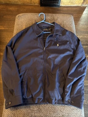 Polo Ralph Lauren Harrington Zip Up Bomber Jacket Navy Plaid Lined Mens XXL 2XL - Image 1 of 4