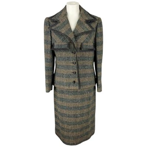 Harella Suit 14 Womens Multi VTG Suit 2 Piece Dress Blazer Made in England 1970s - Picture 1 of 20