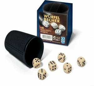 FX Schmid 27096 Spiel Casino Abgerundete Wuerfel Weiss Becher Kunststoff Schwarz - Bild 1 von 1